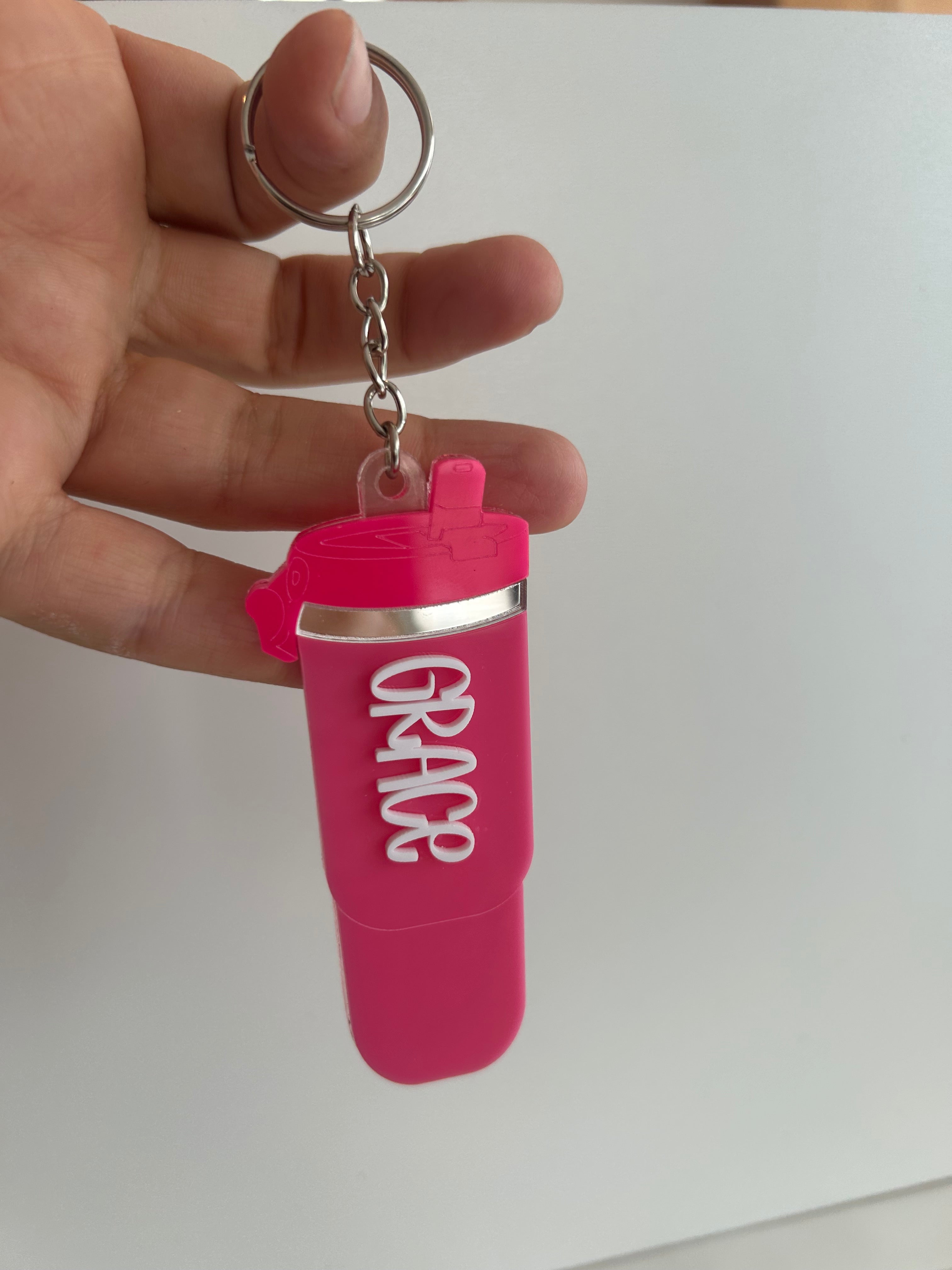 Personalized Stanley Ice Keychain Pink